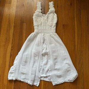 White crochet style dress with a boho vibe